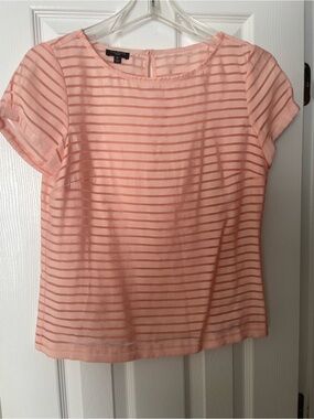 Talbots Peach Striped Short-Sleeve Blouse